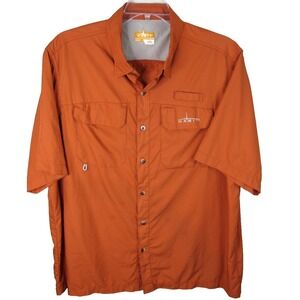 Habit Short Sleeve Performance Button Down Fishing‎ Shirt Men's XL Orange